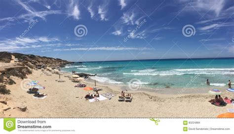 Beatiful Sunny Beach Day In Formentera Spain Editorial Stock Image