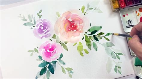 Easy Watercolor Flowers Tutorial Relaxing Demonstration Youtube