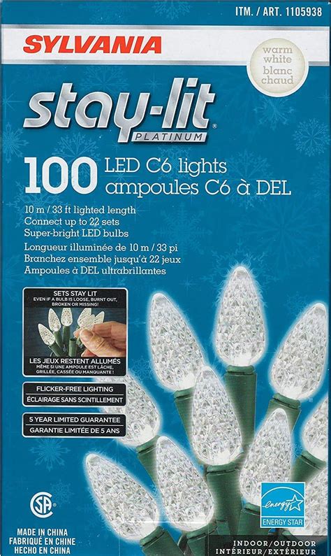 Stay Lit Sylvania 100 C6 LED Lights Warm White Amazon Ca Tools