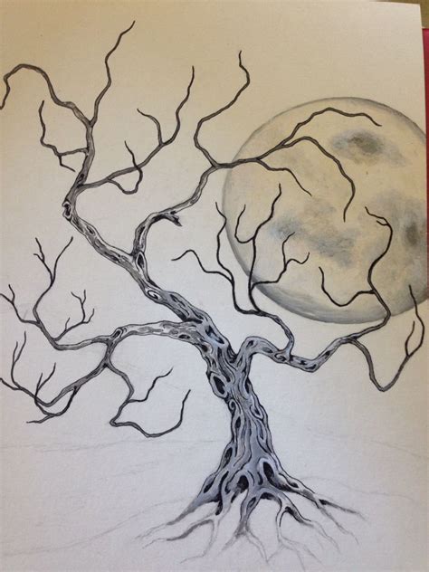 Spooky Tree Unfinished Tree Drawing Tree Sketches Drawings