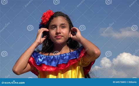 Sassy Girl Wearing Traditional Colombian Dress Stock Video Video Of