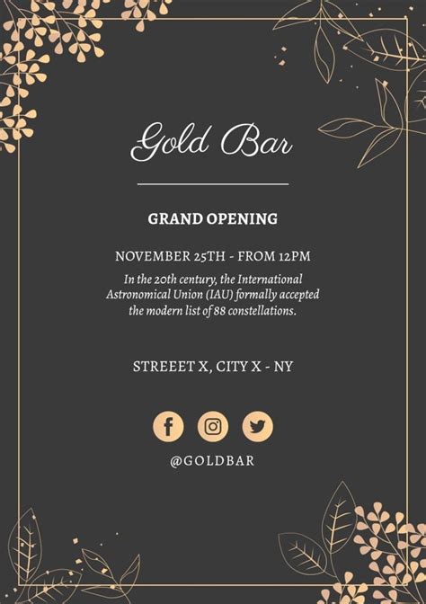 Personalize This Elegant Gold Bar Grand Opening Invitation Template For