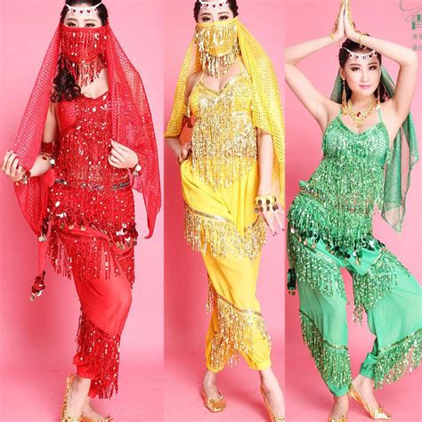 Bollywood Dance Costumes Indian Belly Dance Costumes 5 Pieces Pants And Top Bra Set For Women