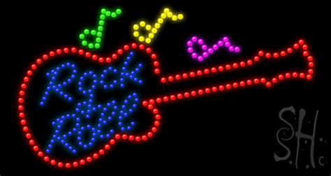 rock  roll animated led sign  instruments led