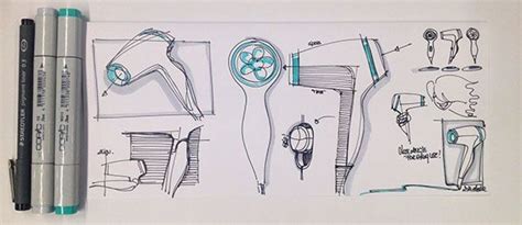 Compact Hairdryer On Behance Drafting Drawing Industrial Design Sketch