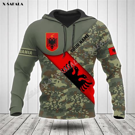 Customized Albania Camo Flag Army Soilder Veteran 3d Print Hoodie Mens