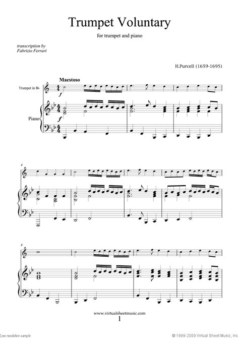 Trumpet Voluntary And Hornpipe Sheet Music For Trumpet And Piano