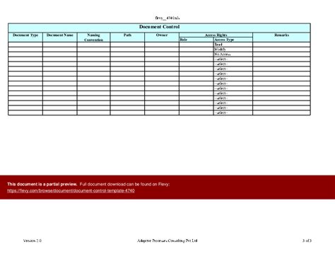 Excel Template Document Control Template Excel Template Xls Flevy