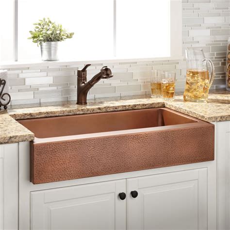 The most popular sizes of front apron/farm sinks are: 30" Vernon Hammered Copper Retrofit Farmhouse Sink - Kitchen
