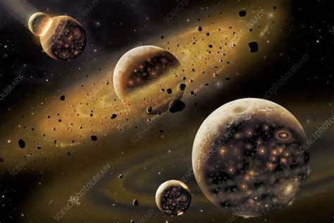 Artwork Showing The Moons Formation Stock Image R3400571