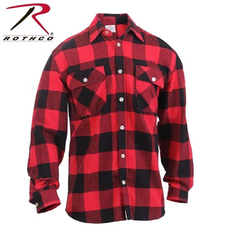 Mens Redblack Lightweight Flannel Shirt Rothco Lightweight Cotton