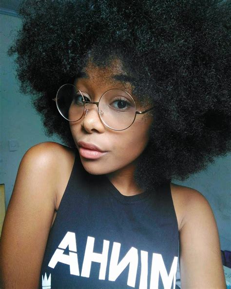 Afro Geek Life Black Girl Magic Curls Natural Hair Styles Black Women Glasses Lady