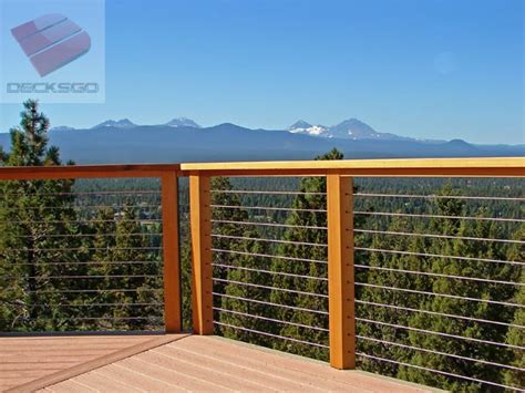 Wood Cable Rail Deck With Mountain View Photo