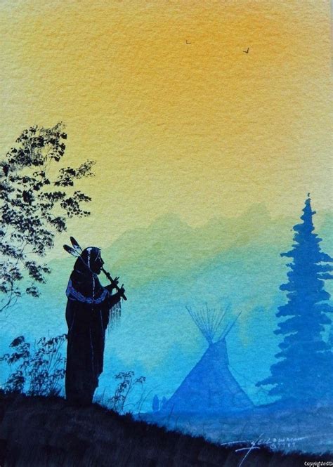 B N Yellowman Native American In Landscape Peaceful Impressionist