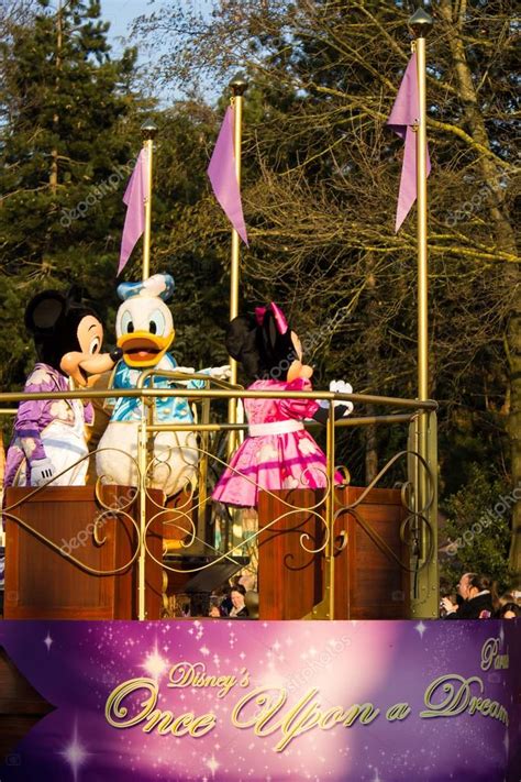 Mickey Mouse And Friend During Disney Once Upon A Dream Parade Stock