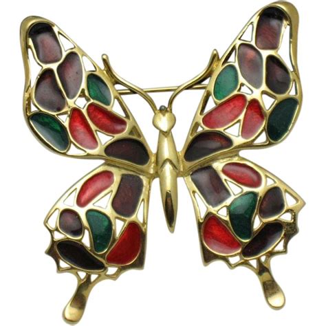 Trifari Gold Plated Enamel Figural Butterfly Brooch Butterfly Brooch