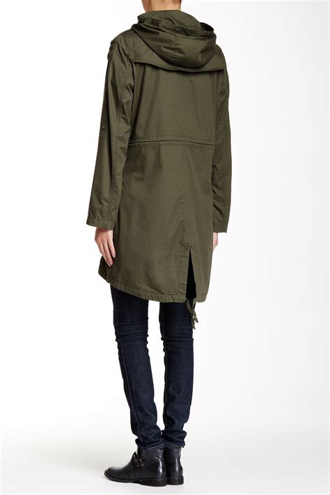 Bcbgeneration Cotton Long Anorak In Army Green Green Lyst