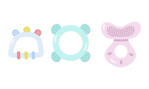 Premium Vector Set Of Different Baby Teether Clipart Teething Toy
