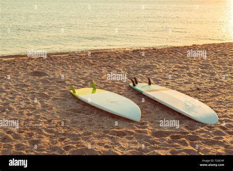 Surfboards On The Beach Stock Photo Alamy