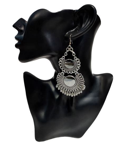 A One Oxidised German Silver Trendy Double Chand And Black Mirror