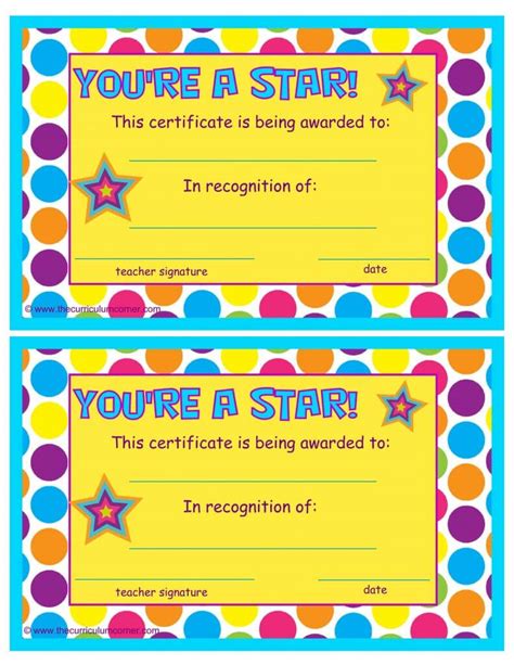 Youre A Star End Of The Year Certificates Star Students With Star