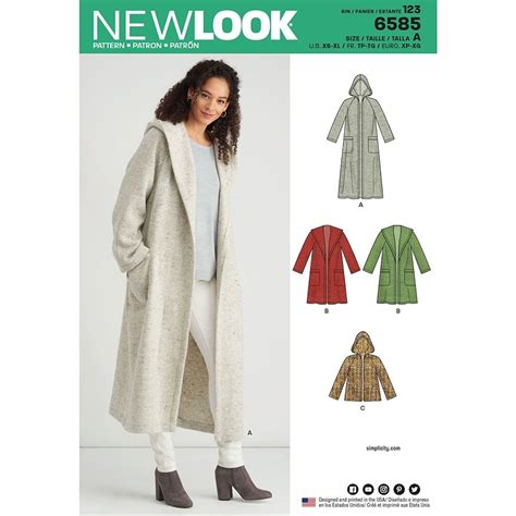 Misses Coat With Hood New Look Sewing Pattern 6585 Sew Essential