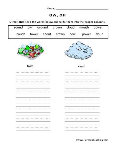 Best Ou Ow Phonics Worksheets Literacy Worksheets