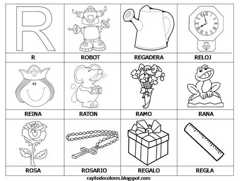 Palabras Del Alfabeto R Z Dibujos Para Colorear Rayito De Colores