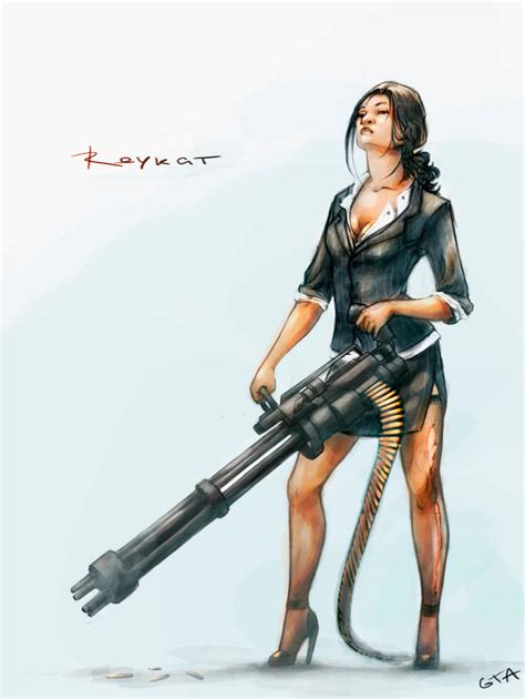 A Girl And A Minigun By Reykat On Deviantart