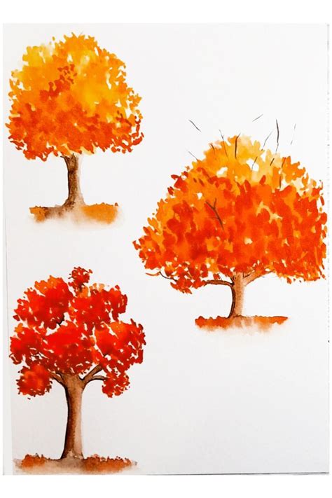 How To Paint Easy Colorful Fall Trees In Watercolor Tutorials For