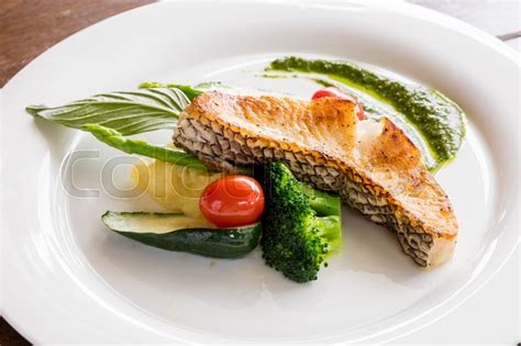 Black Cod Fish Fillet Steak Served With Stock Image Colourbox