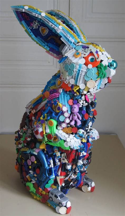 Pin By Ivana On 단체작 Rabbit Sculpture Recycle Sculpture Recycled Art