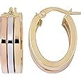 Amazon Com Kooljewelry K Tri Color Gold Polish Triple Oval Hoop