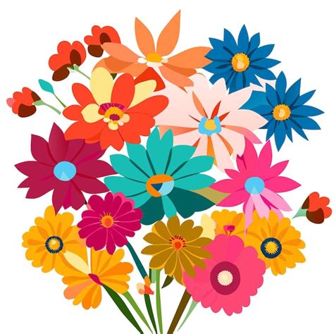 Premium Vector Colorful Flowers Over White Background Vector Illustration