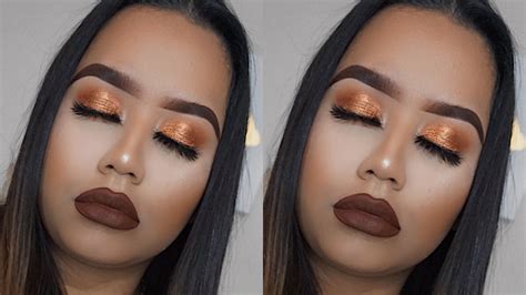 fall makeup look copper eyeshadow and brown lips fall makeup fall makeup looks copper eyeshadow