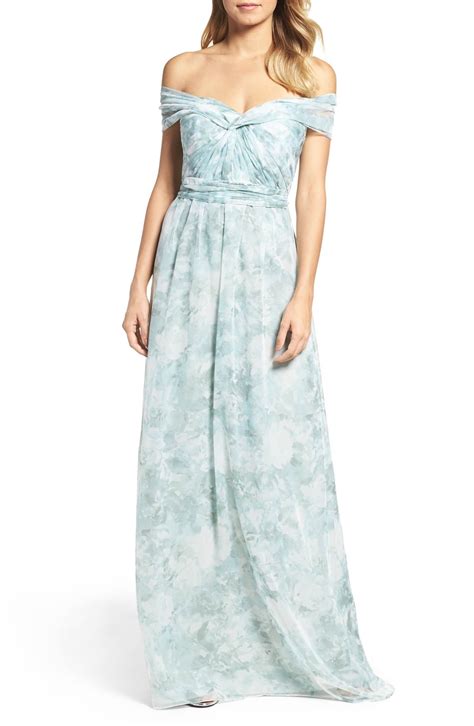 Jenny Yoo Nyla Floral Print Convertible Strapless Chiffon Gown