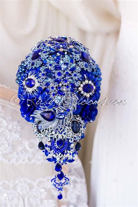 Royal Beauty Royal Blue Brooch Custom Bridal Bouquet Blue Themed