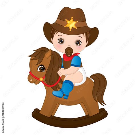 Vector Cute Little Baby Boy Dressed As Cowboy Stock Vector Adobe Stock