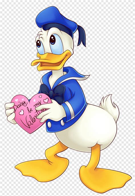 Pato Donald Sosteniendo Corazón Rosa Ilustración Pato Donald Enamorado En El Cine Dibujos