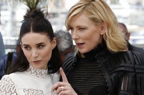 cast members rooney mara l and cate blanchett pose during a photocall for the film carol in