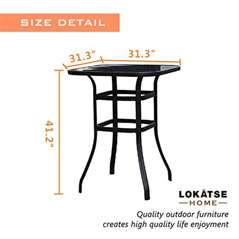 Lokatse Home Bar Height Counter Tall Patio Table Outdoor Bistro Glass