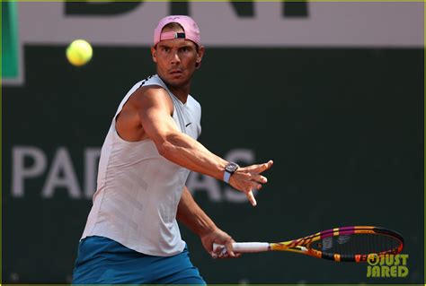 Rafael Nadal Flaunts Toned Arms In A Tank Top While Practicing At