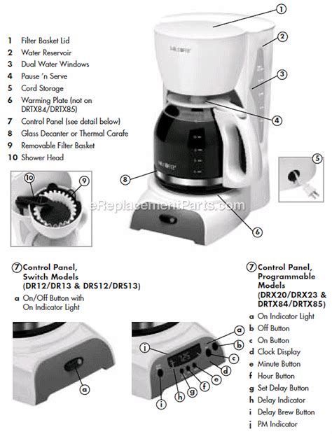 Mr Coffee Dr12 Coffee Maker Oem Replacement Parts From