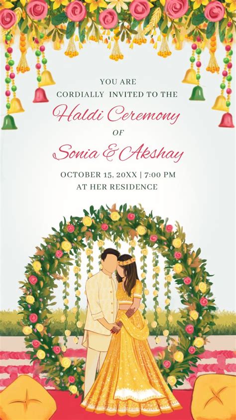 Haldi ceremony Invitation Template, whatsapp Invites | Digital
