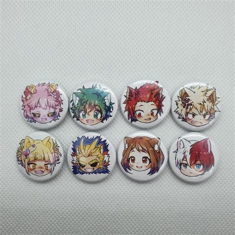 Set Of 8 25mm Pins Anime And Manga Handmade In Metal With Etsy