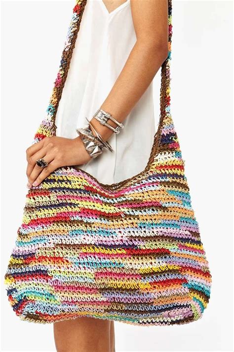 Rainbow Woven Bag Crochet Handbags Crochet Bags Purses Crochet Bag