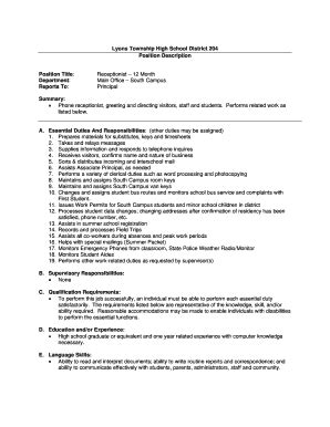 They provide varieties of a questionnaire which helps in accessing the capabilities of a. receptionist duties list - Fill Out Online, Download Printable Templates in Word & PDF from self ...