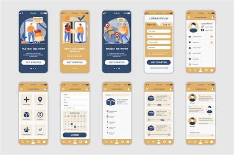 Premium Vector Delivery Concept Screens Set For Mobile App Template Ui Ux Gui User Interface Kit