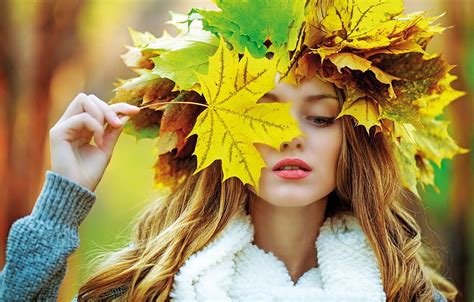 Autumn Girl Maple Girl Woman Autumn Leaves Fall Girl And Leaves