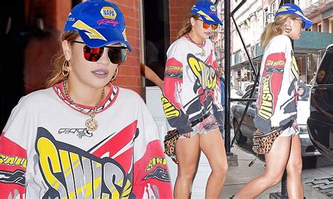 Rita Ora Puts On A Leggy Display In A Printed Jumper Dress In New York